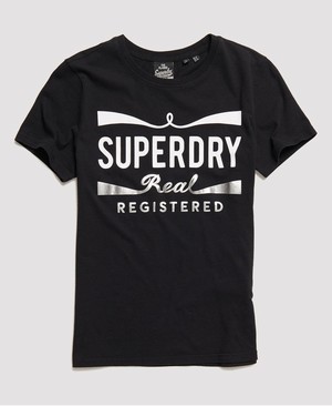 Superdry Mono Real Női Pólók Fekete | TJSCN3281